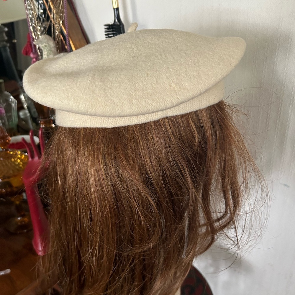 Vintage Cream Wool Beret Hat - Picture 4 of 8